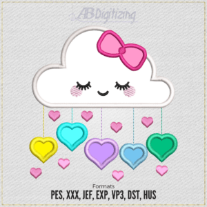 Cloud With Hearts Embroidery Design