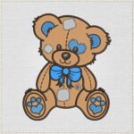 Diseño de bordado de osito de peluche con parches