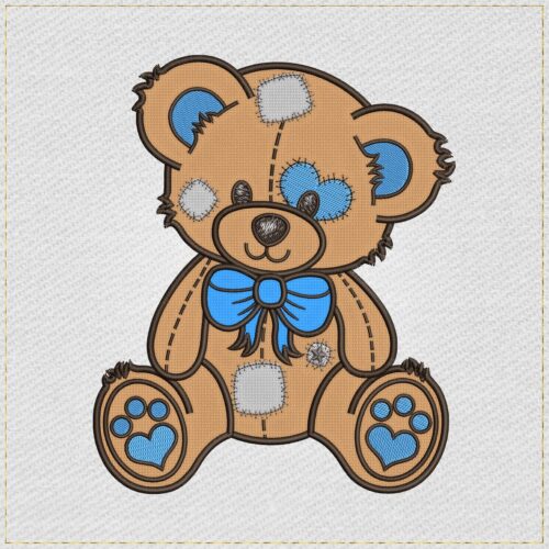 Diseño de bordado de osito de peluche con parches