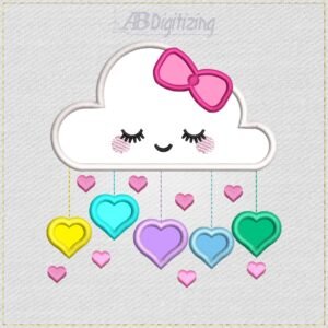 Cloud With Hearts Embroidery Design
