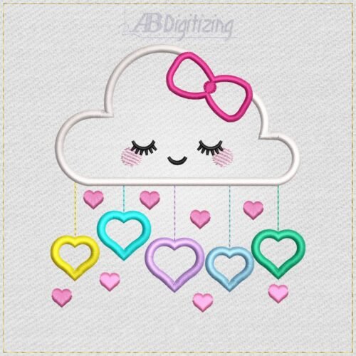 Diseño de bordado de nube con corazones, foto 2