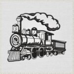 Old Locomotive Embroidery Design