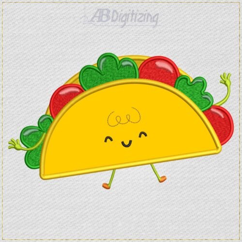 Happy Taco Applique embroidery design