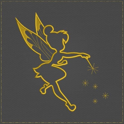 Tinkerbell Fairy embroidery design on dark fabric
