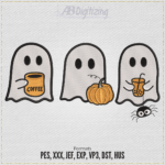 Halloween Coffee Ghost Embroidery Design