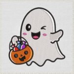 Diseño de bordado de fantasma "Dulce o truco"