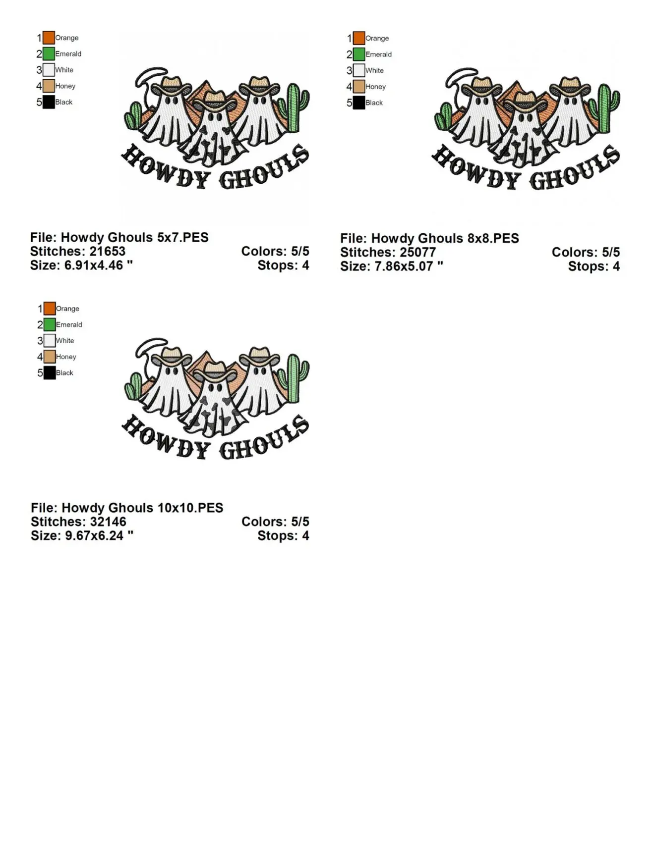 Howdy Ghouls Embroidery Design Info