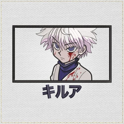 Diseño de bordado de anime del personaje Killua de Hunter X