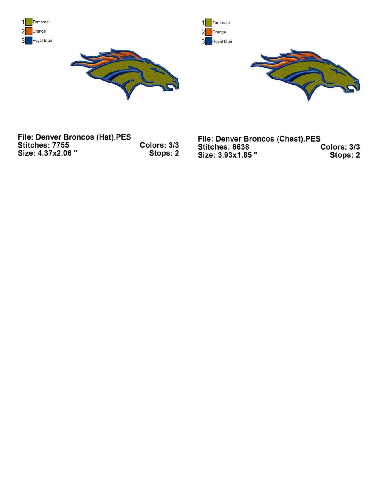 Denver Broncos Embroidery Design Info