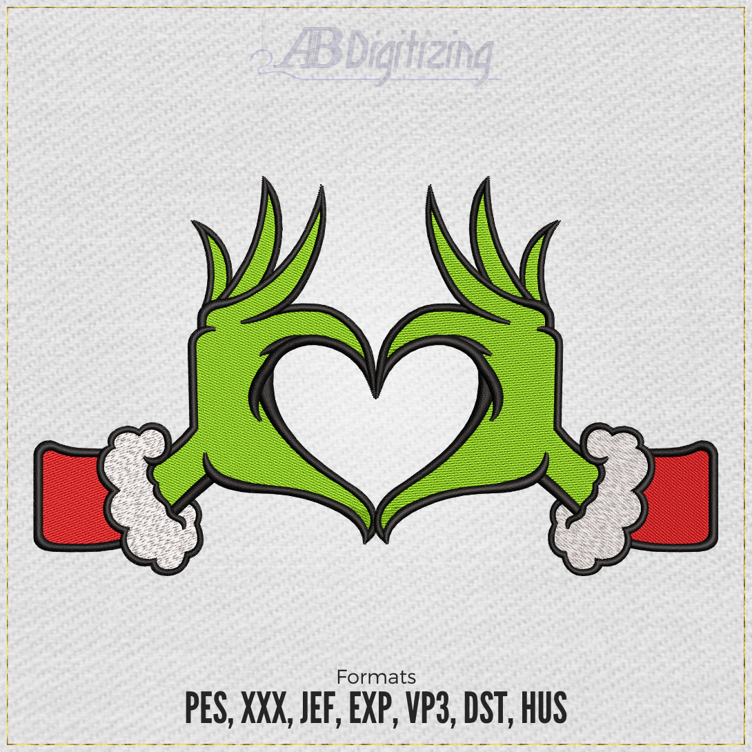 Lovely Grinch Heart, Embroidery Design - ABDigitizing