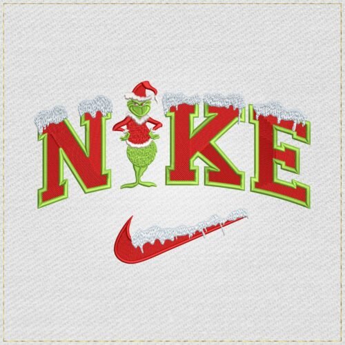 Grinch Swoosh embroidery design