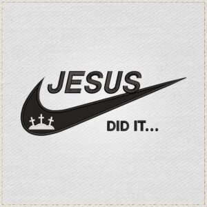 Diseño de bordado de "Jesus Did It" con Swoosh