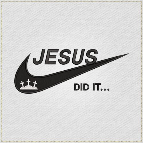 Diseño de bordado de "Jesus Did It" con Swoosh