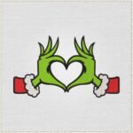 Diseño de bordado de encantador corazón del Grinch