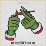 Christmas Grinch Hands Smoking Embroidery Design