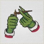 Christmas Grinch Hands Smoking Embroidery Design