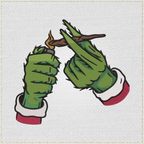 Christmas Grinch Hands Smoking embroidery design