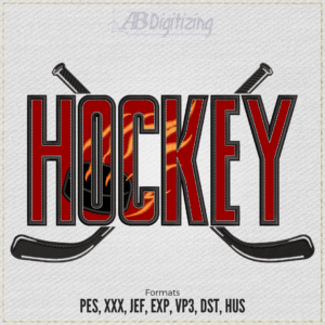 Hockey Word Embroidery Design 01