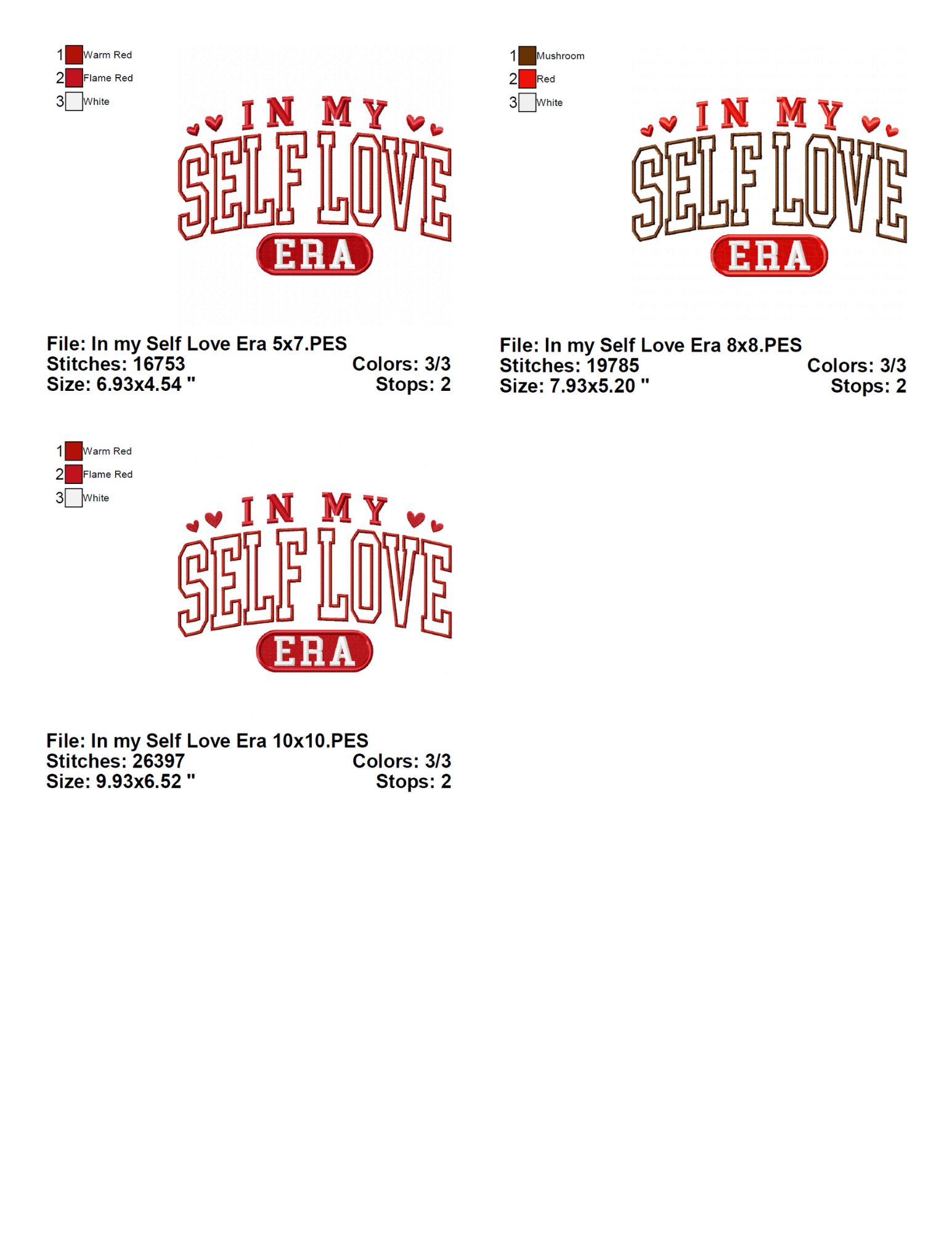 In my Self Love Era Embroidery Design Info