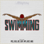 SWIMMING Word Embroidery Design – Male