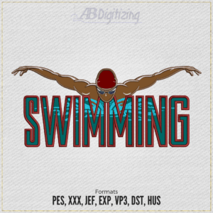 SWIMMING Word Embroidery Design – Male