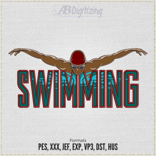 SWIMMING Word Embroidery Design – Male