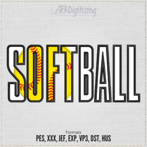 Softball Word Applique Embroidery Design