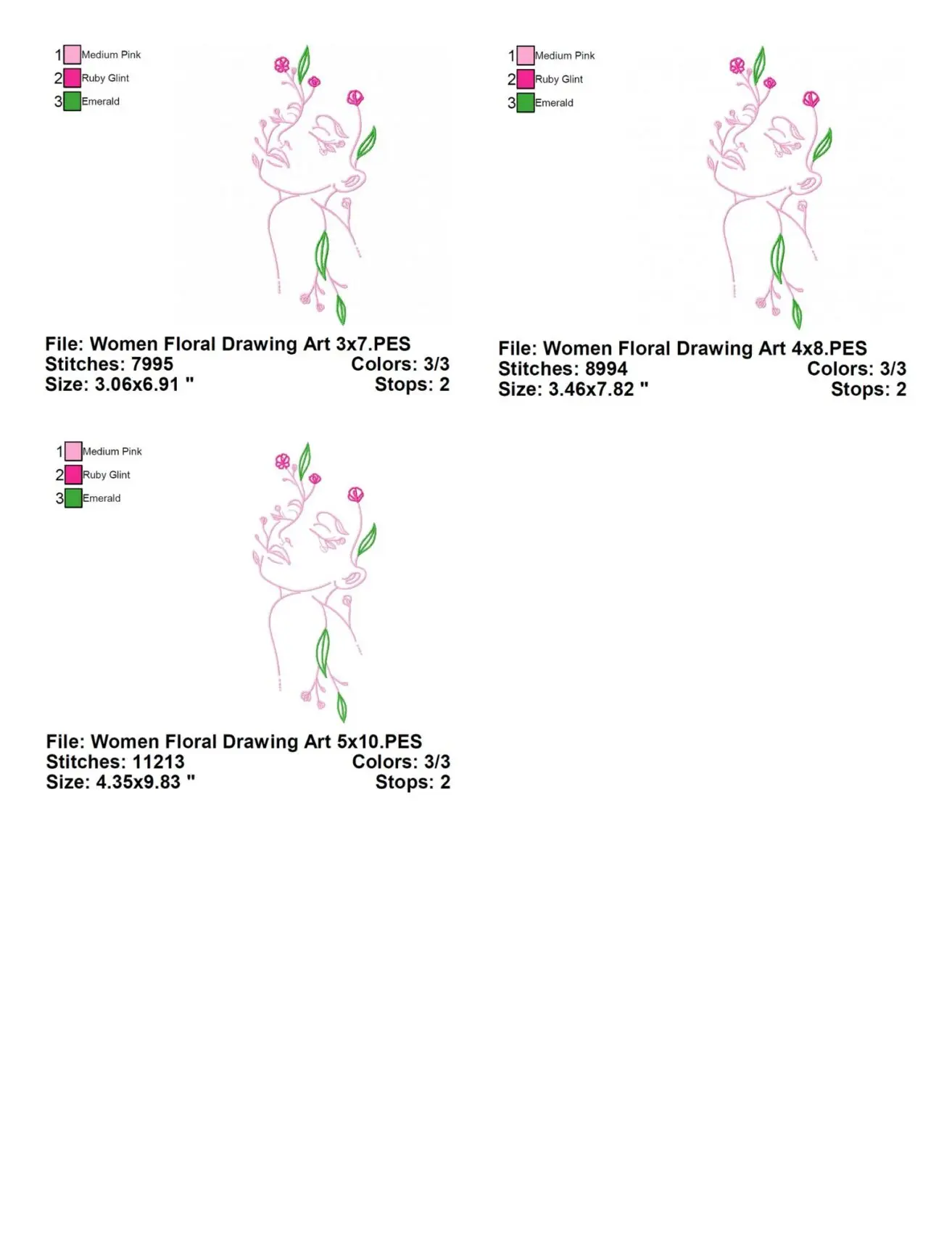 Women Floral Drawing Art Embroidery Design Info