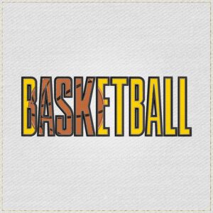 Diseño de bordado de la palabra BASKETBALL
