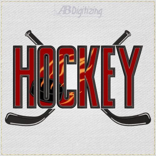 Diseño de bordado de la palabra HOCKEY
