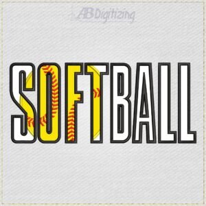 Softball Word Embroidery Design