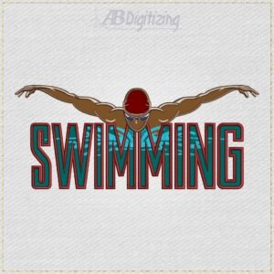 SWIMMING Word Embroidery Design – Male