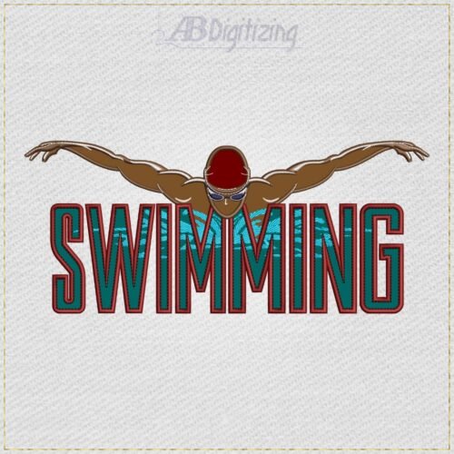 Diseño de bordado de la palabra SWIMMING – Masculino
