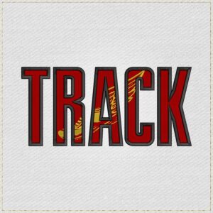 Diseño de bordado de la palabra TRACK