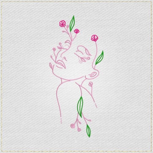 Women Floral Drawing Art embroidery design