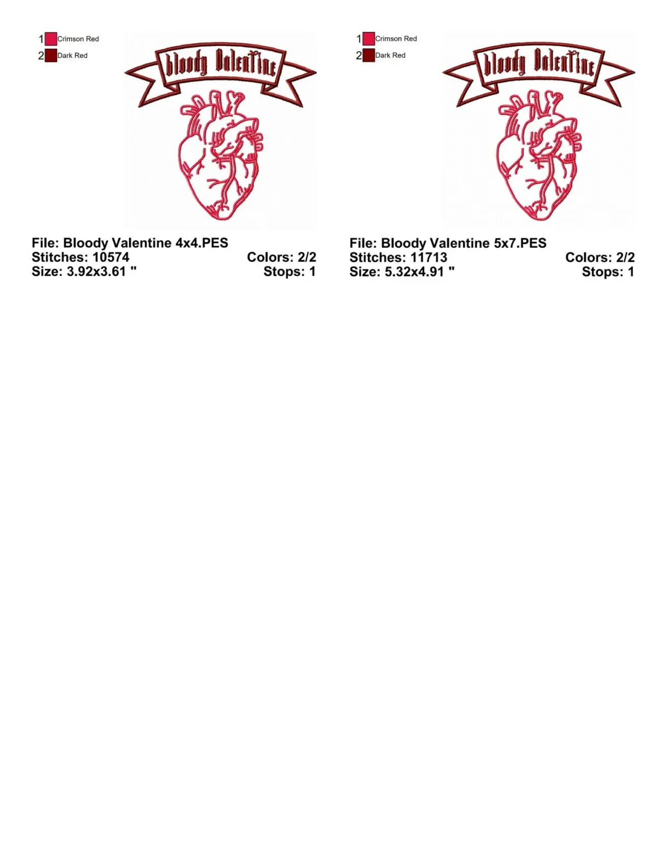 Bloody Valentine Embroidery Design Info