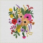 Diseño de bordado de hermoso ramo floral
