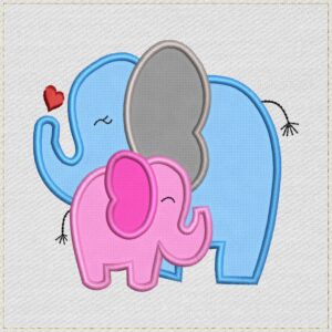 Diseño de bordado de elefantes enamorados