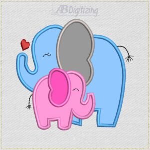 Diseño de bordado de elefantes enamorados