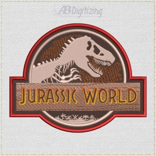 Diseño de bordado del logotipo de Jurassic World