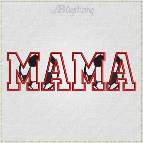MAMA word Soccer theme embroidery design, photo 2
