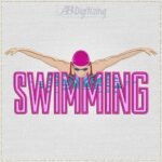 Diseño de bordado de la palabra SWIMMING - mujer