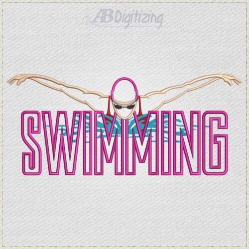 Diseño de bordado de la palabra SWIMMING – Femenino, foto 2