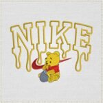 Winnie Eating Honey Swoosh Embroidery Design