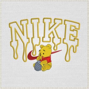 Diseño de bordado de Winnie comiendo miel con Swoosh
