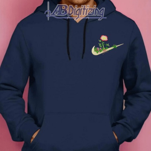 Floral Swoosh Embroidery Design 02