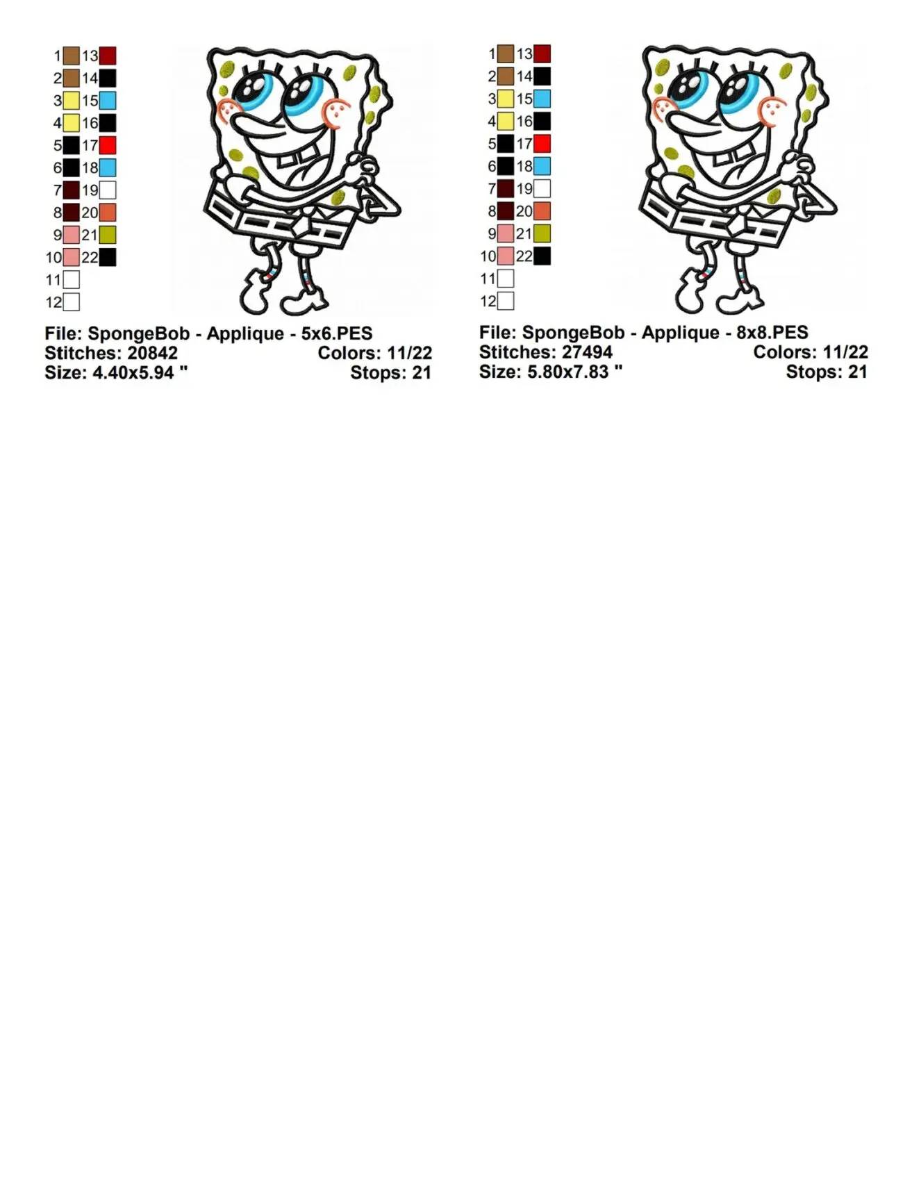 SpongeBob Embroidery Design Applique