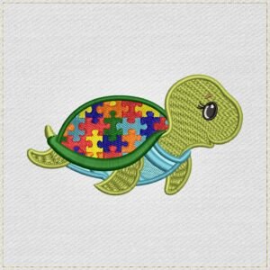 Diseño de bordado de tortuga tierna por el autismo