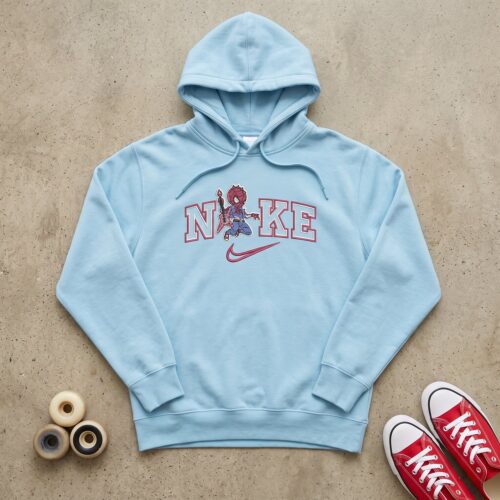 Diseño de bordado Little Rocker Spiderm4n Swoosh bordado en una sudadera con capucha