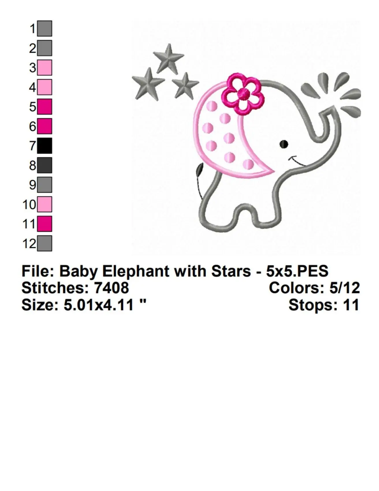 Baby Elephant with Stars Detailed Information